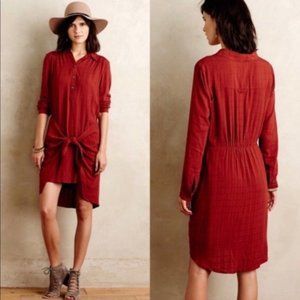 Anthropologie Maeve Bloomsbury Red Tie Dress